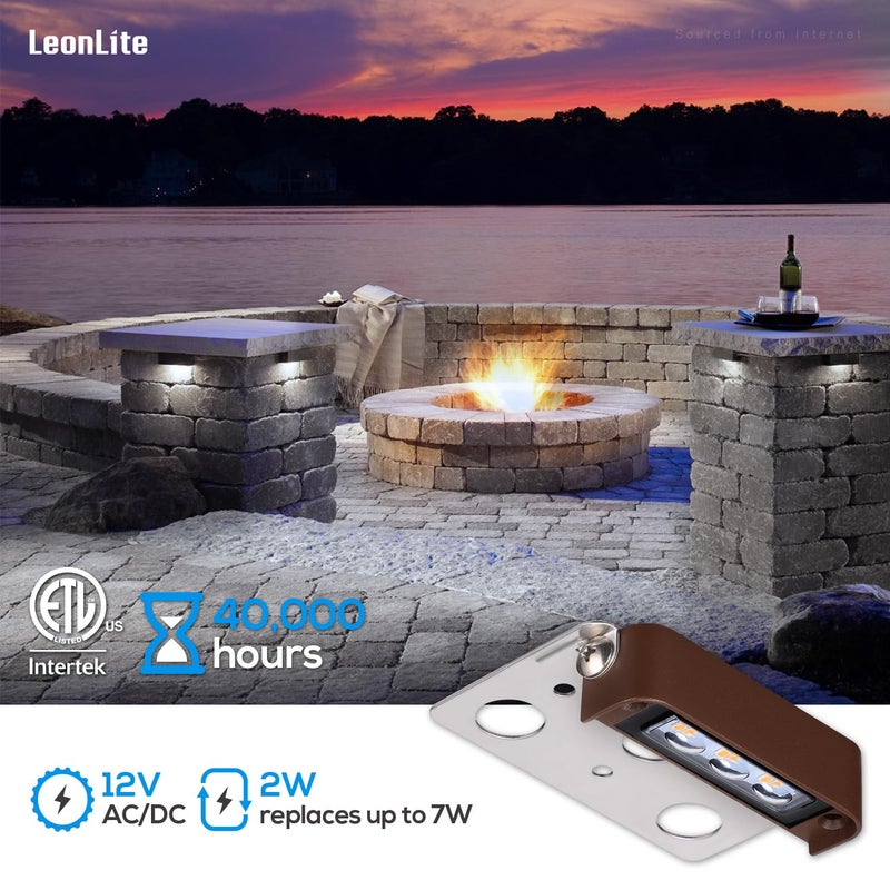 LEONLITE 8-Pack 4 Inch LED Hardscape Lighting, Update Retaining Wall Lights, LED Landscape Lighting, 12 AC/DC Paver Light Low Voltage, 2W Outdoor Step Lights, 5000K Daylight, ETL - Image 3